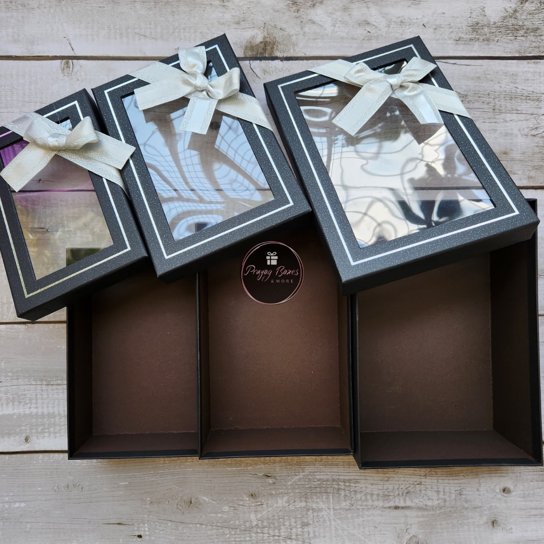Rectangle Black Transparent Lid Gift Box | Gift Hampers
