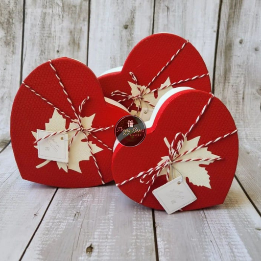 Red Heart White Leaf Gift Box | Best for Valentine's Day Gift Hampers