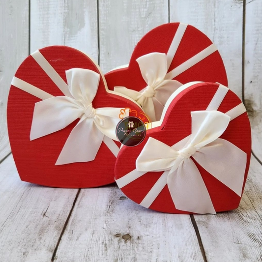 Red Heart Box with White Ribbon Gift Box | Best for Valentine's Day Gift Hamper
