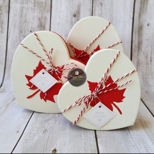 White Heart Red Leaf Gift Box | Best for Valentine's Day Gift Hamper