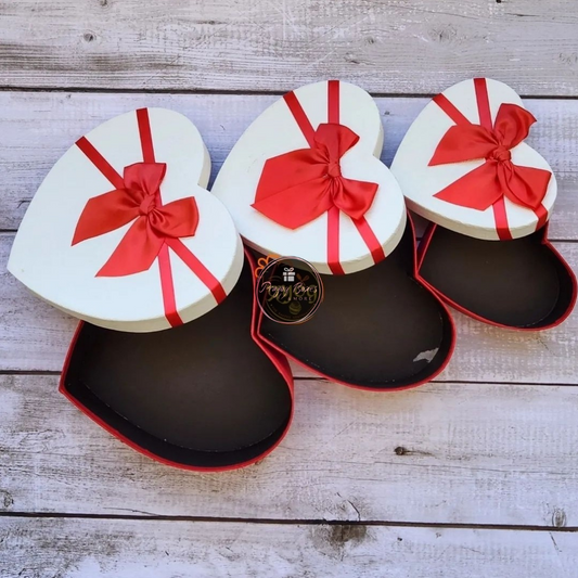 White Heart with Red Ribbon Gift Box | Valentine's Day Gift Hamper