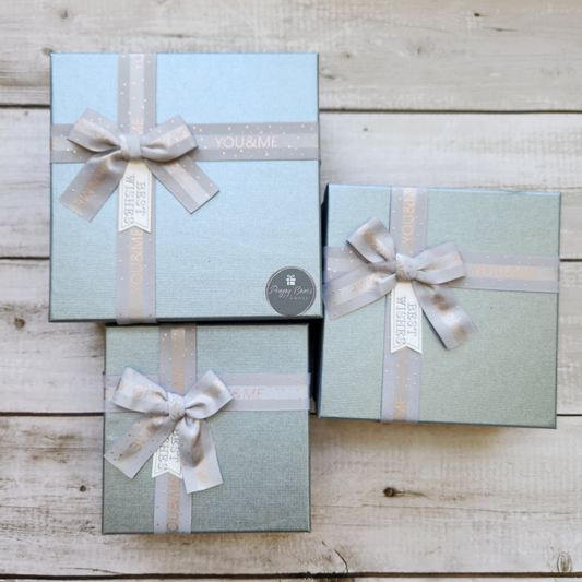 Square Metallic Blue Top Black Base Gift Box |  Gift Hamper