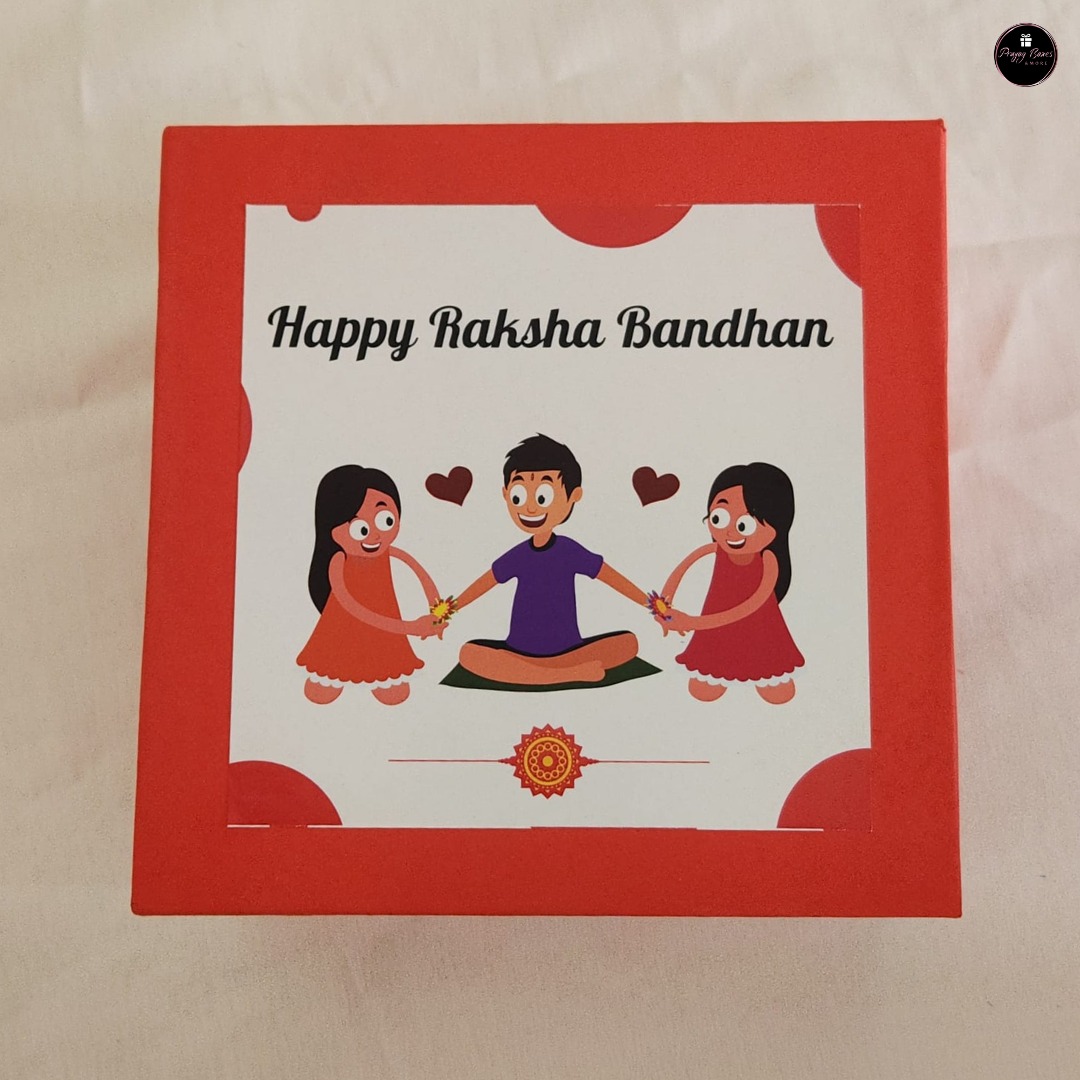 Rakhi Special – 6x6x3.5" Rigid Hamper Box with Flower| Premium Top-Bottom Gift Box