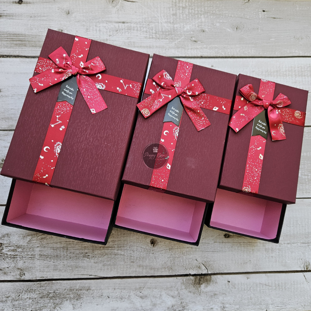 Rectangle Maroon Top Black Base Gift Box | Gift Hampers