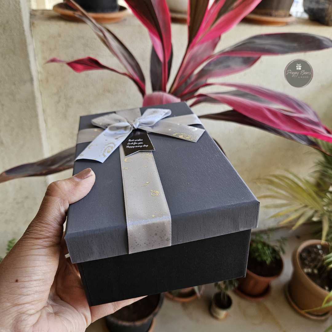 Rectangle Grey Top Black Base Gift Box | Gifts Hampers