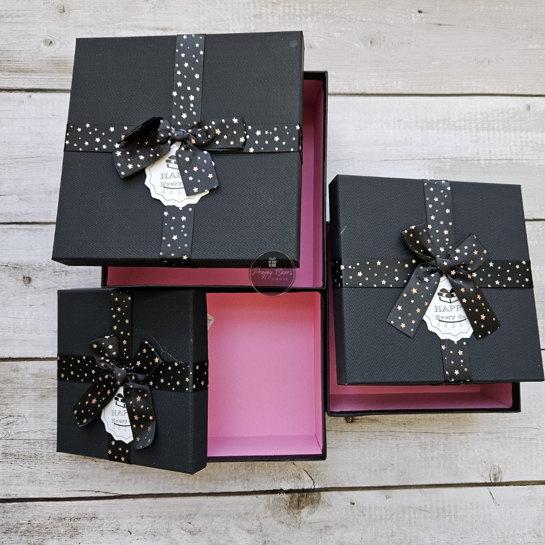 Square Black Top Black Base Gift Box | Valentine's Day Gift Hamper