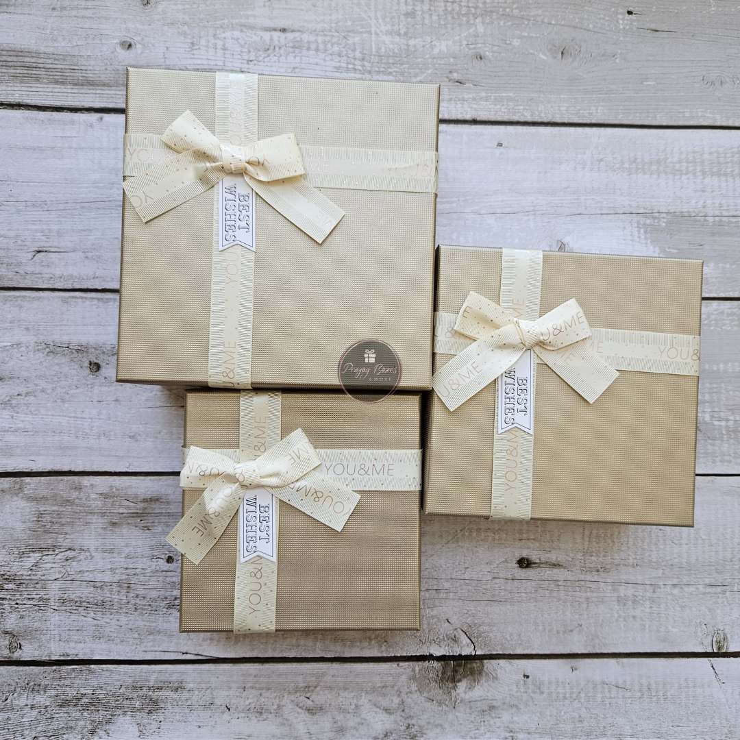 Square Gold Top White Base Gift Box | Valentine's Day Gift Hamper