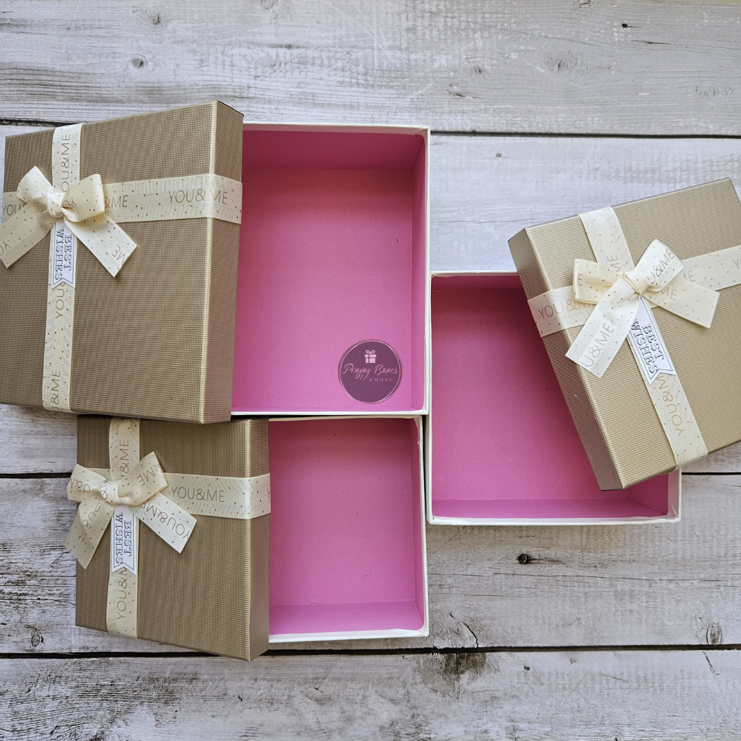 Square Gold Top White Base Gift Box | Valentine's Day Gift Hamper