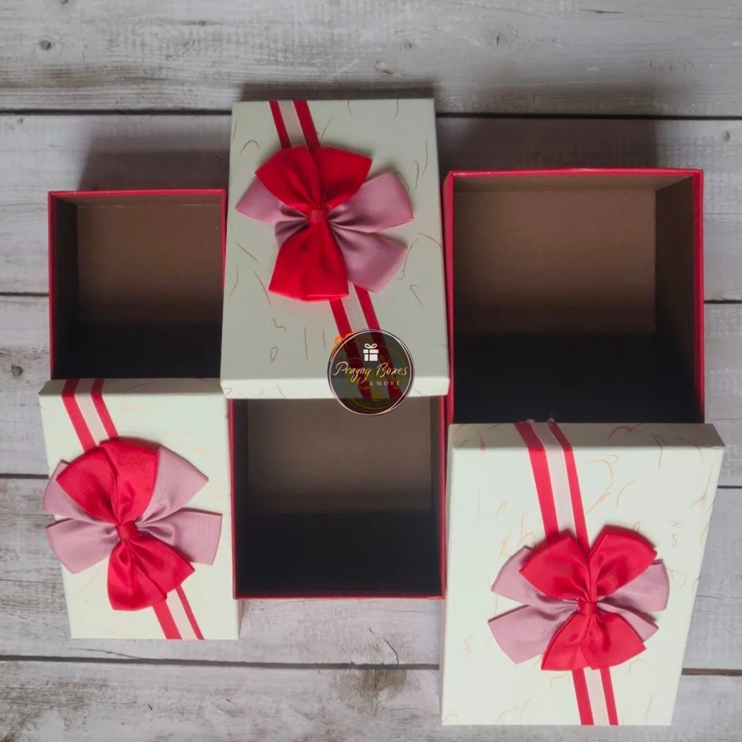 Rectangle White Top Red Base Gift Box | Valentine's Gifts Hampers