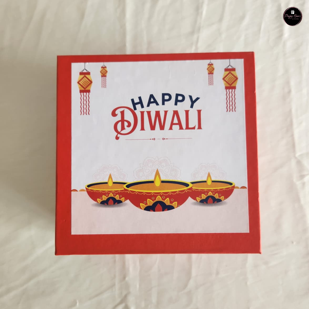 Diwali Special – 6x6x3.5" Rigid Hamper Box with Flower| Premium Top-Bottom Gift Box