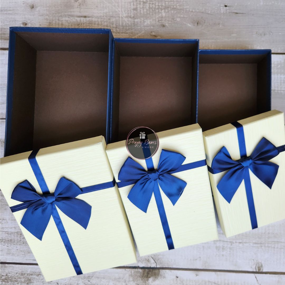 Rectangle White Top Blue Base Gift Box | Gift Hamper