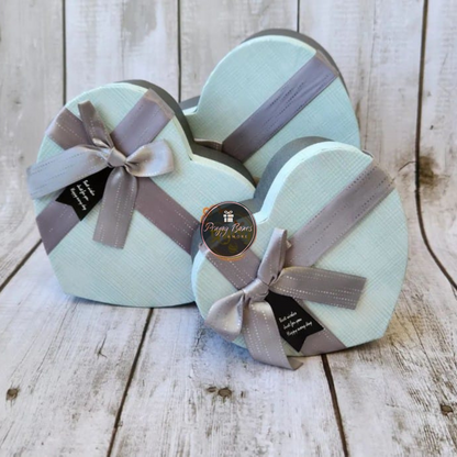 Heart Blue Black Grey Ribbon Gift Box