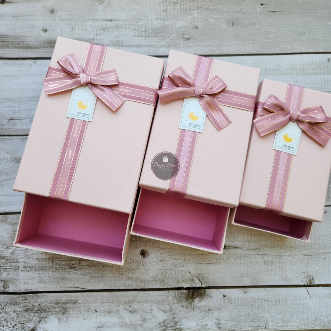 Rectangle Pink Top Pink Base Gift Box | Set of 3 Boxes