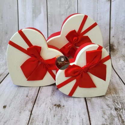 White Heart with Red Ribbon Gift Box