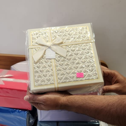 Square cream with golden heart gift box | Gift Hamper