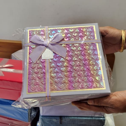Square purple with hearts gift box | Gift Hamper