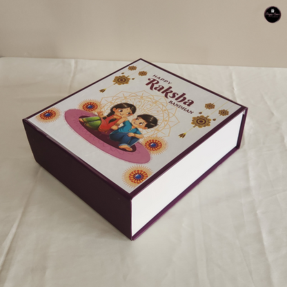 Raksha Bandhan Special Magnetic Hamper Box | 8.5x7.5x3" with Decorative Fillers