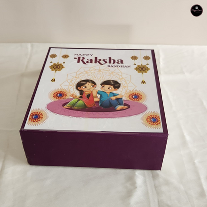 Raksha Bandhan Special Magnetic Hamper Box | 8.5x7.5x3" with Decorative Fillers