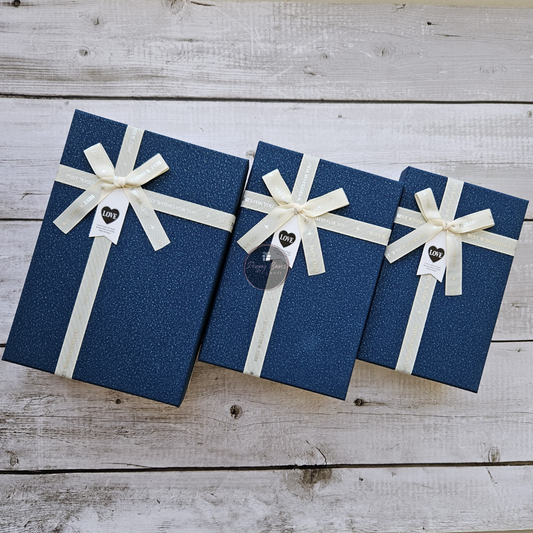 Rectangle Blue Top White Base Gift Box | Set of 3 Boxes