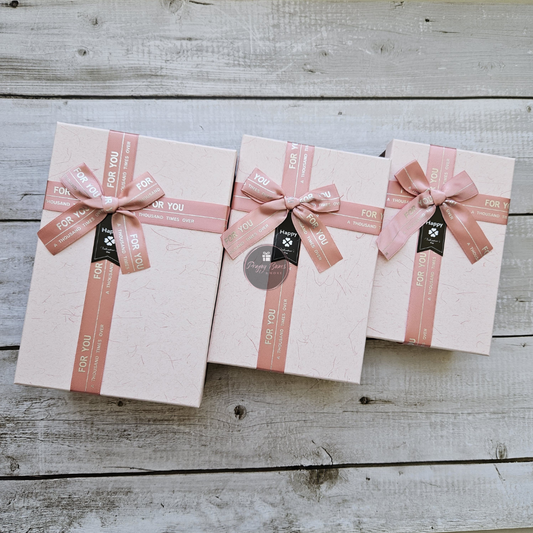 Rectangle Pink Top Brown Base Gift Box | Set of 3 Boxes