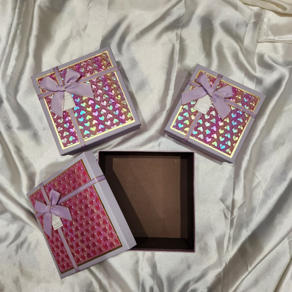 Square purple with hearts gift box | Gift Hamper