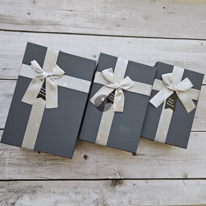 Rectangle Grey Top Black Base Gift Box | Set of 3 Boxes