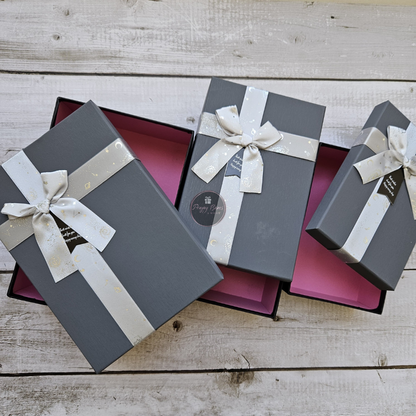 Rectangle Grey Top Black Base Gift Box | Set of 3 Boxes