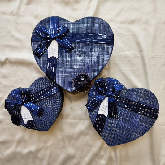 Heart Blue Black Blue Ribbon Gift Box