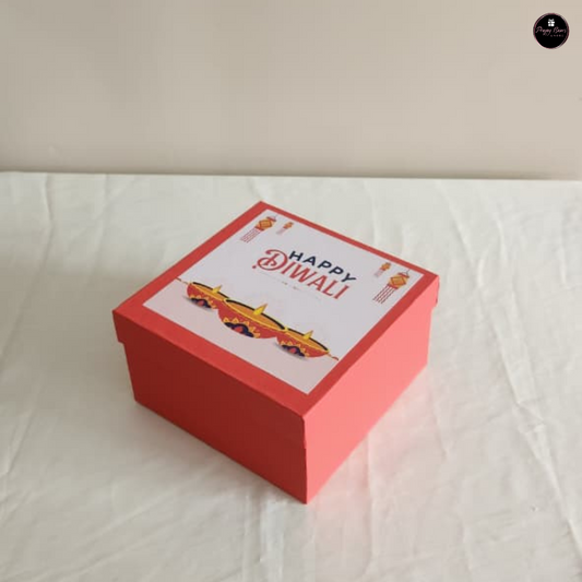 Diwali Special – 6x6x3.5" Rigid Hamper Box with Flower| Premium Top-Bottom Gift Box