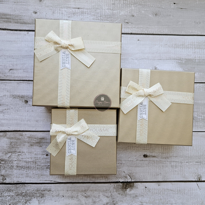 Square Gold Top White Base Gift Box | Set of 3 Boxes