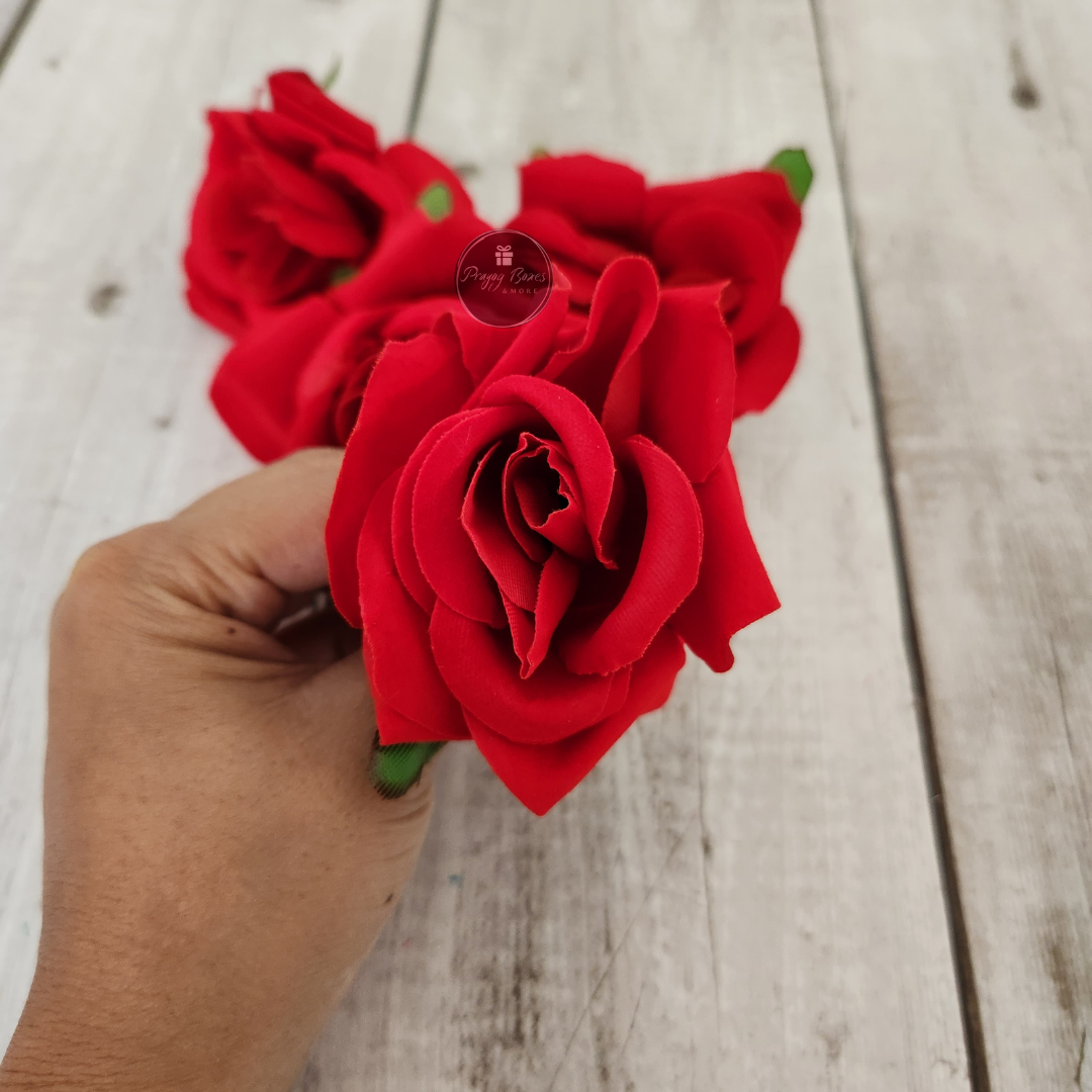 Premium Red Rose Decorative Flowers | Pack of 5pcs