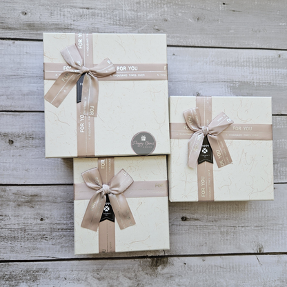 Square White Top Brown Base Gift Box | Set of 3 Boxes