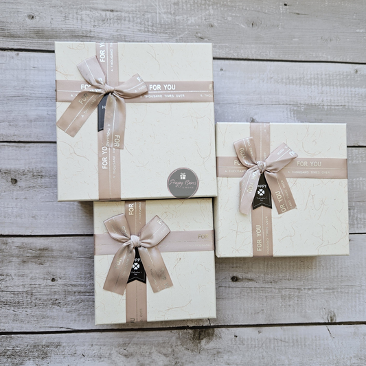 Square White Top Brown Base Gift Box | Set of 3 Boxes