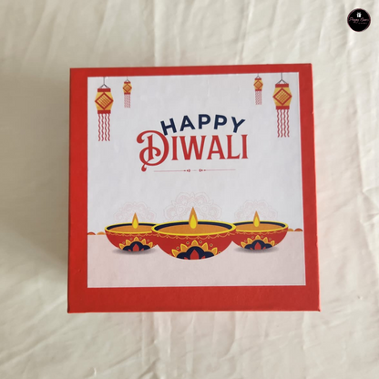 Diwali Special – 6x6x3.5" Rigid Hamper Box with Flower| Premium Top-Bottom Gift Box
