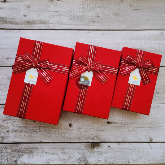 Rectangle Red Top Red Base Gift Box | Set of 3 Boxes