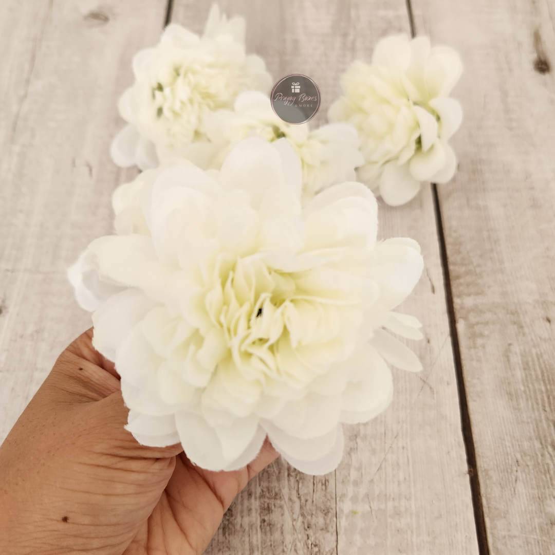 White Decorative Artificial Flowers | Pack of 5pcs