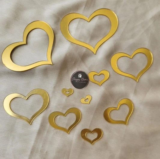 Golden Heart Acrylic Tags | Pack of 10pcs